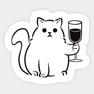 Wine Time with Cat Sticker